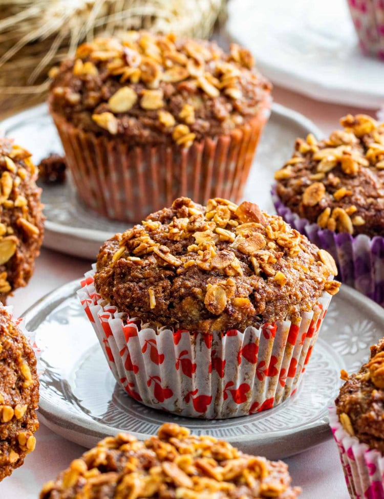 plates with apple muffins.