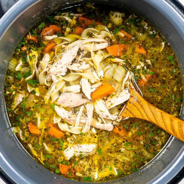 chicken noodle soup in an instant pot.