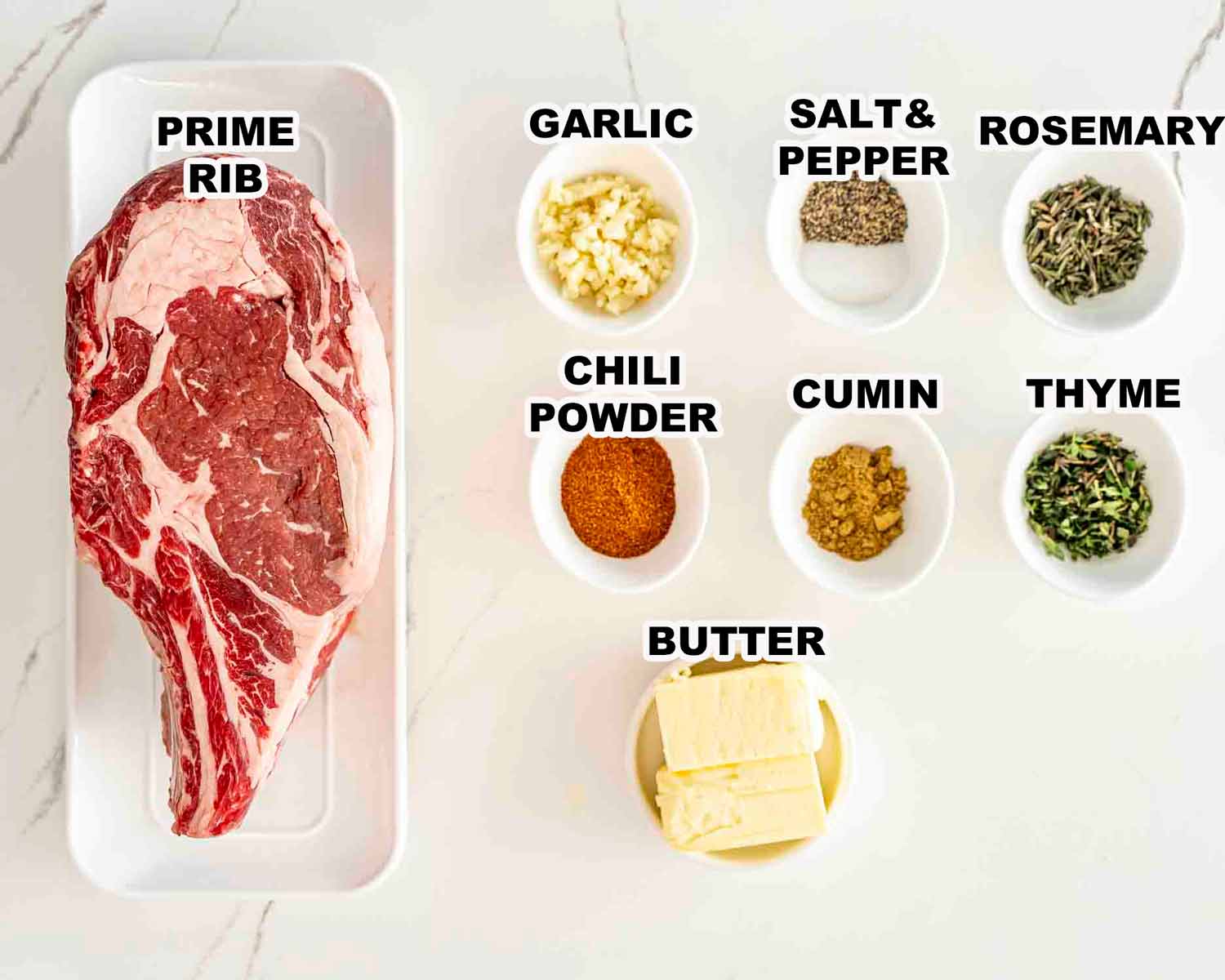 ingredients needed to make prime rib roast.