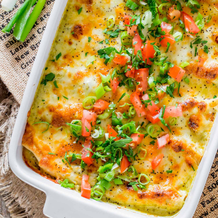 quick and easy green chile chicken enchilada casserole