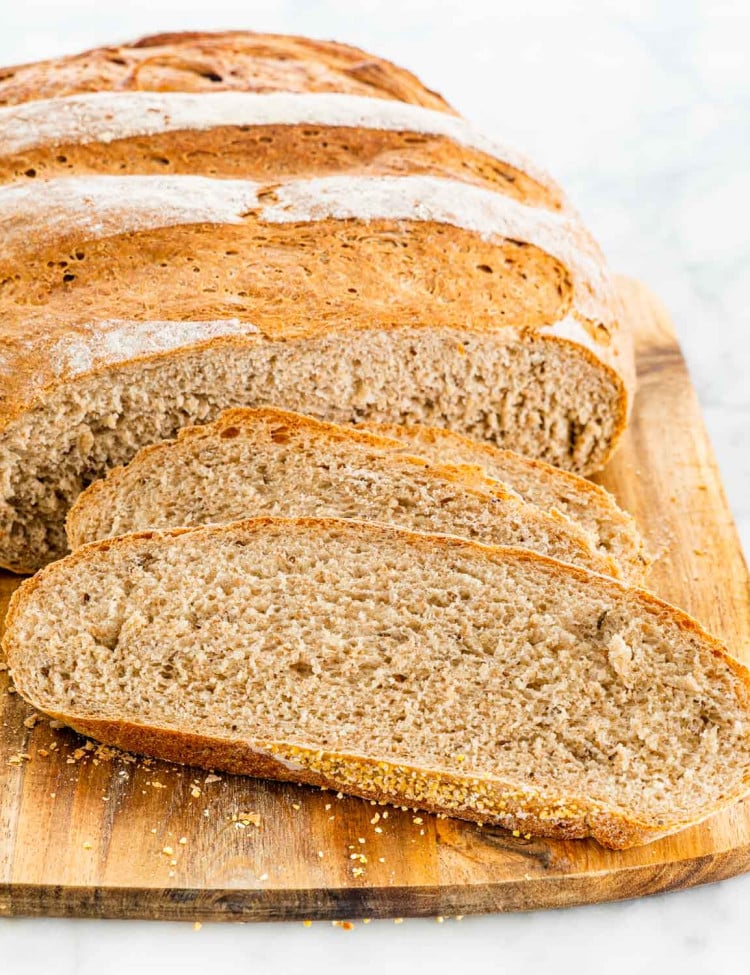 slices of freshly baked rye bread