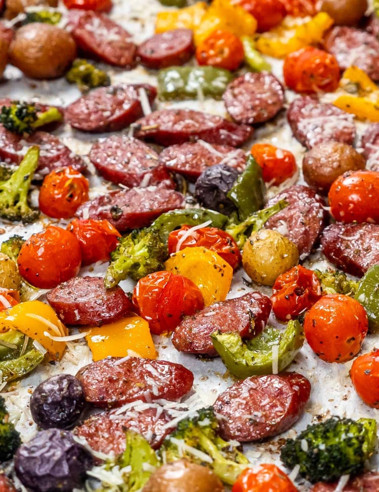 sheet pan sausage and veggies